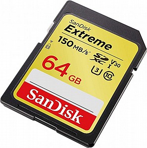 כרטיס זיכרון SanDisk Extreme Secure-Digital SDXC נפח 64GB כרטיס זיכרון SanDisk Extreme Secure-Digital SDXC נפח 64GB