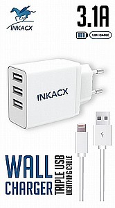 INKCAX מטען קיר 3.1 MICRO עם 3 יציאות! INKCAX מטען קיר 3.1 MICRO עם 3 יציאות!